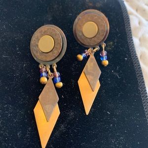 Handmade Artisan Mixed Metal Patina Earrings-NWT